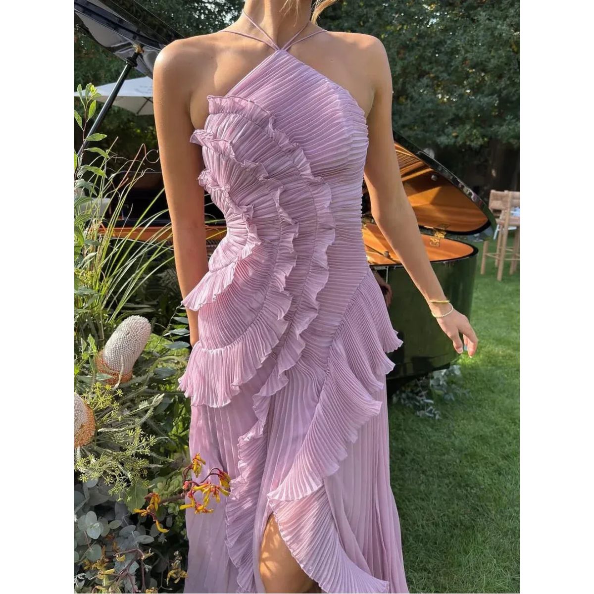 Isabella – Vestido largo con volantes