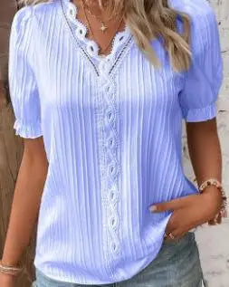 Yrsa™ | Blusa de Cuello en V con Detalles de Volantes