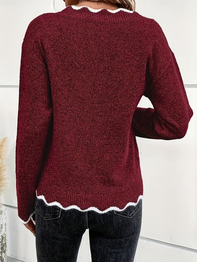 Éléonore™ | Suéter con Cuello en V y Detalles de Volantes