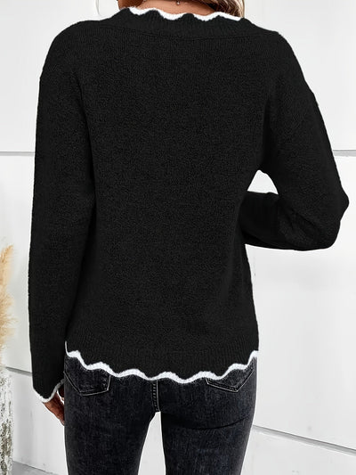 Éléonore™ | Suéter con Cuello en V y Detalles de Volantes